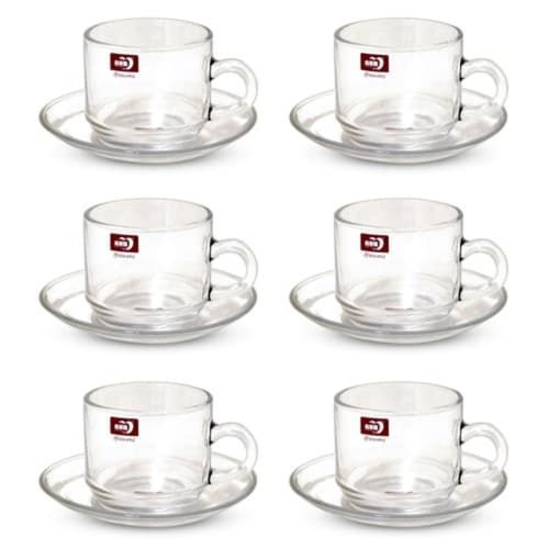 6 Pieces Of Cups And 6 Saucers -Colourless.