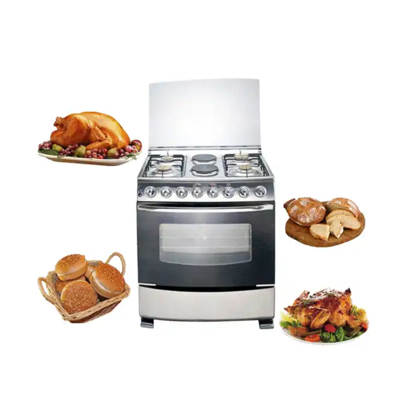 6 Burner Stove With Oven Gas Range With Pizza Bakery Bread , Oven 4 Burner 2 Plates Stove With Oven