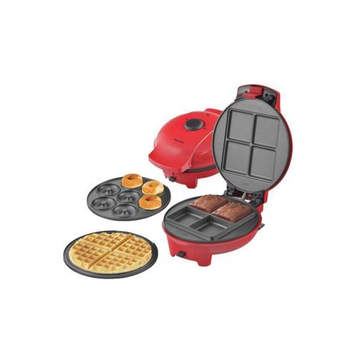 3 In 1 Donut Brownie Waffle Maker-700W - Red