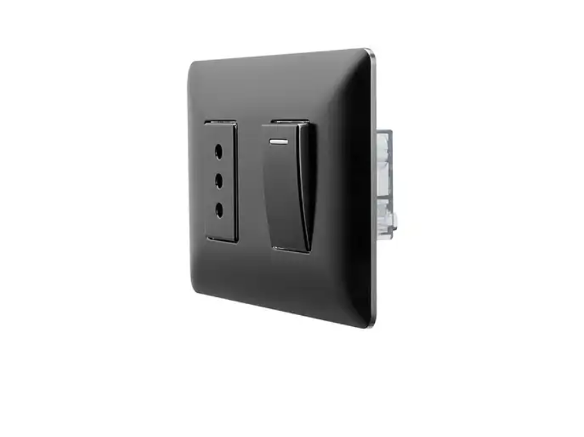 AM2227.3W.FMBK AM Series Full Matte Black Z&A ZA electrical wall switch and socket