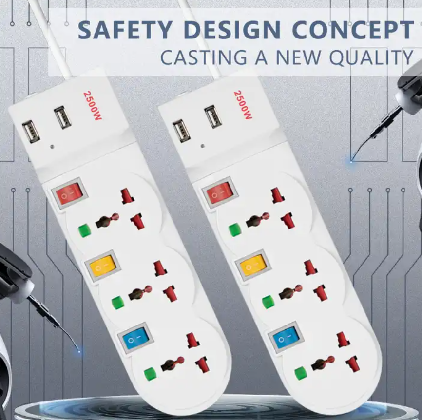 Universal Power Strip Independent Switch , safety and protection socket extension with USB power socket extension