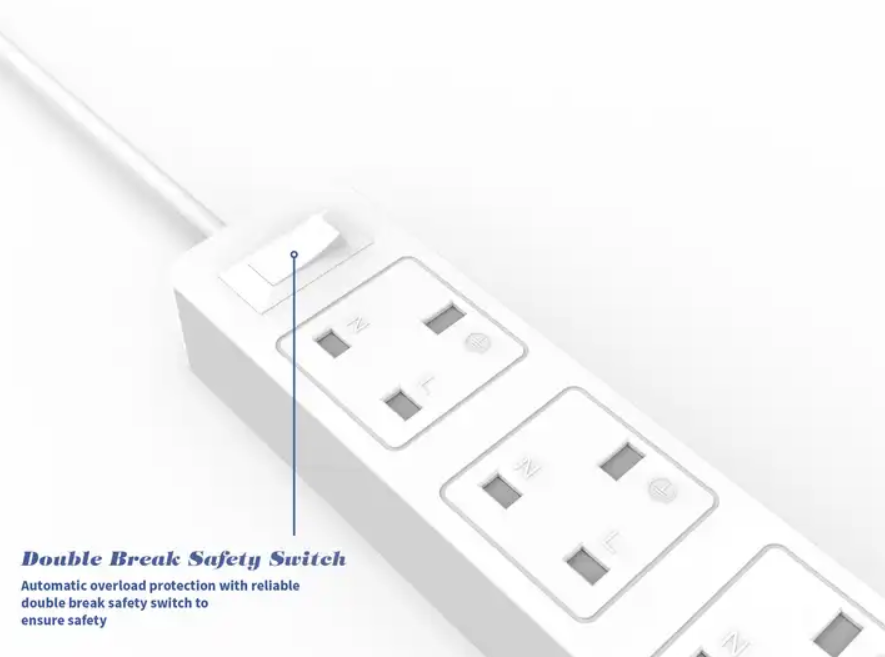 UK Standard Extension Socket with USB Quick Charger Ports For Desktop Surge Protector Power Strip