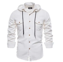 US Size Cotton Long Sleeve Men Slim Shirt With Hood