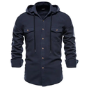 US Size Cotton Long Sleeve Men Slim Shirt With Hood