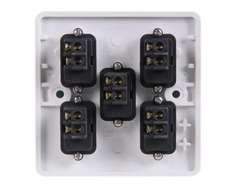 BS Standard 5gang 1way led strip Light wall Switch switches and socket