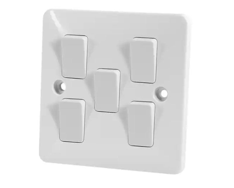 BS Standard 5gang 1way led strip Light wall Switch switches and socket