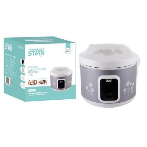 1.8 Litres Electric Rice Cooker Steamer Pot- Grey.