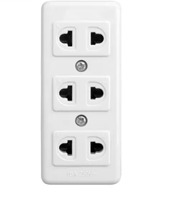 Socket for Power Strip with 3 outlet for 2 pin plugs electrical accessories