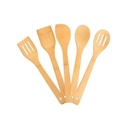 5 Pieces Of Bamboo Cooking /Serving Spoon Utensils - Brown.