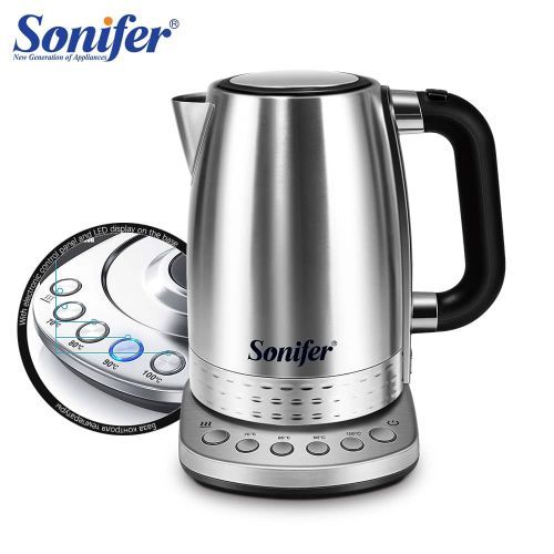 1.7 Litre Steel Fast Heating Temperature Adjustable Electric Kettle - Silver.