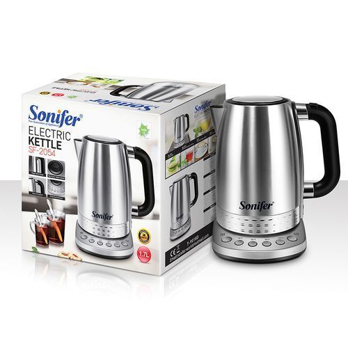 1.7 Litre Steel Fast Heating Temperature Adjustable Electric Kettle - Silver.