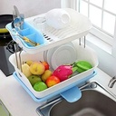 2 Layer Plastic Dish Drying Draining Rack Storage Tray- Multi-colour.