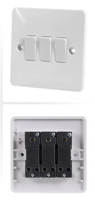 High Precision 86*86mm 3 Gang Wall Switch And Socket