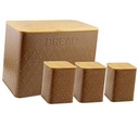 1 Piece Bread Bin And 3 Piece Sugar Bowl, Canister Storage Set - Brown.