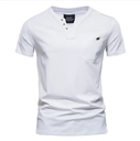 Summer Casual T-shirt Men's Fashion Trend Sports Tee Slim Cotton Plain V Neck T-shirts With Pocket