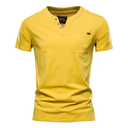 Summer Casual T-shirt Men's Fashion Trend Sports Tee Slim Cotton Plain V Neck T-shirts With Pocket