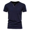 Summer Casual T-shirt Men's Fashion Trend Sports Tee Slim Cotton Plain V Neck T-shirts With Pocket