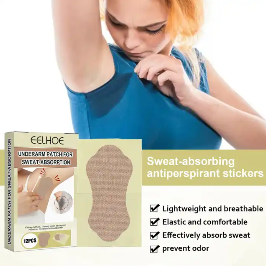 EELHOE Underarm Sweat Pads 12 Pads Antiperspirant Absorbent Odour Blocker Pads Armpit Dress Shields Fights Hyperhidrosis