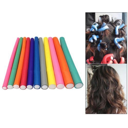 10Pcs Soft Hair Foam Curler Roller Rods. Red, Blue