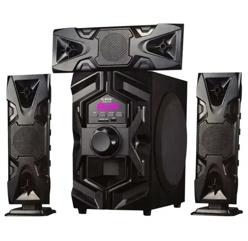 Q-BOX Q-1203 3.1 Channel Speaker 6.5 Inch Subwoofer Home Theatre Speaker System With USB /SD / BT