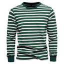 New Casual Long Sleeve T -shirt Men's 100% Cotton Stripes Round Neck Men's Bottom Shirt