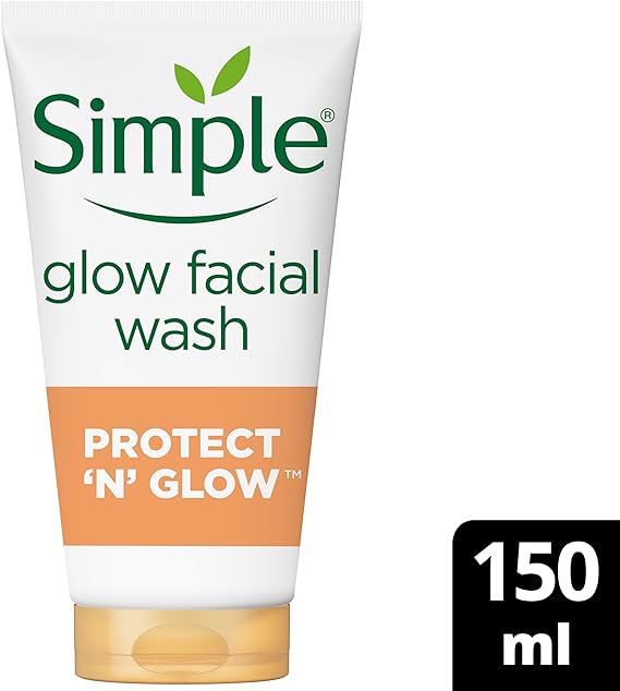 Simple Protect 'N' Glow Express Glow Clay Polish Cleanser leaves skin naturally glowing for expert facial skin care 150 ml