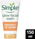 Simple Protect 'N' Glow Express Glow Clay Polish Cleanser leaves skin naturally glowing for expert facial skin care 150 ml