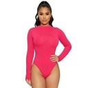 Long Sleeve Bodycon Bodysuit -Pink