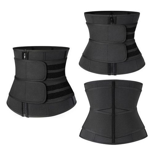 Double Straps Waist Trainer - Black