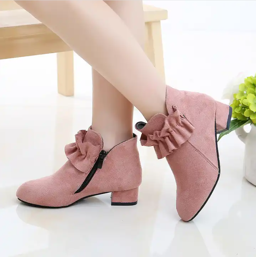 Girls Zipper Suede Boots