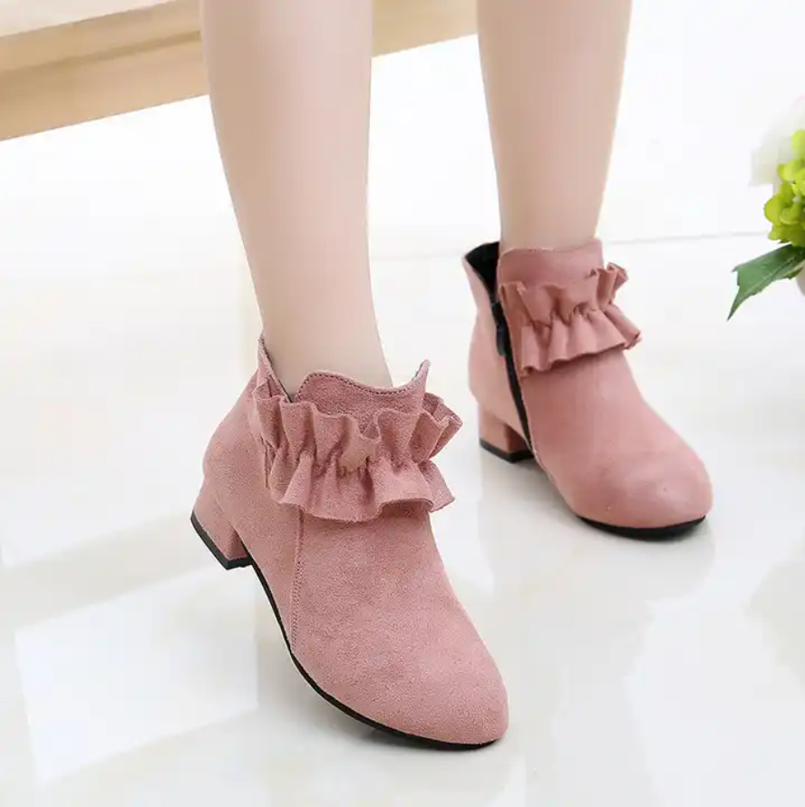 Girls Zipper Suede Boots