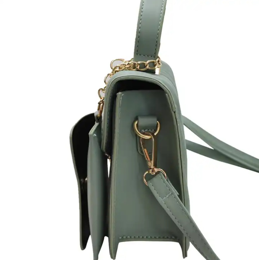 Simple Gray green Hard Case Straps Large Size Shoulder Crossbody Bag