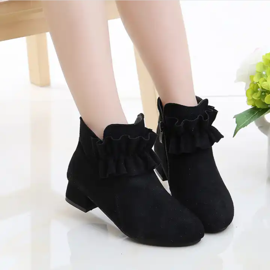 Girls Zipper Suede Boots