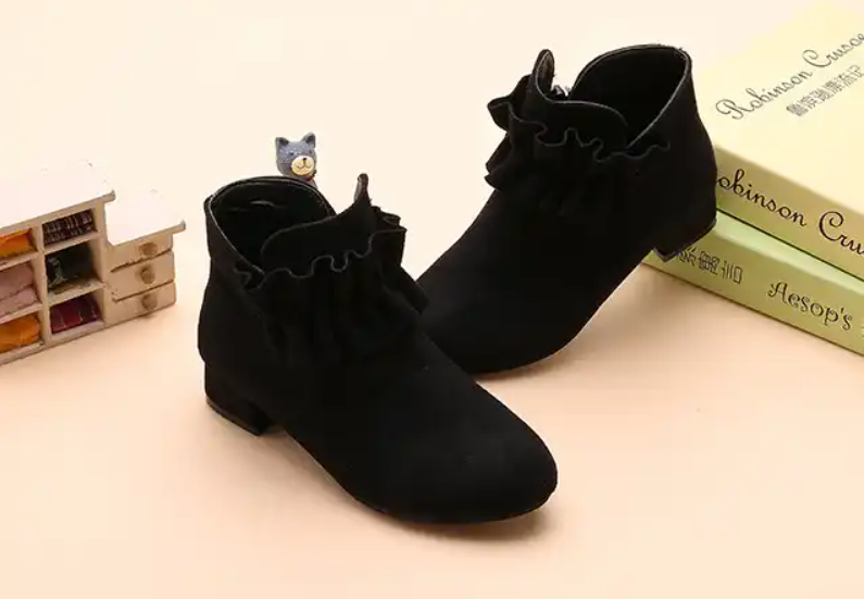 Girls Zipper Suede Boots