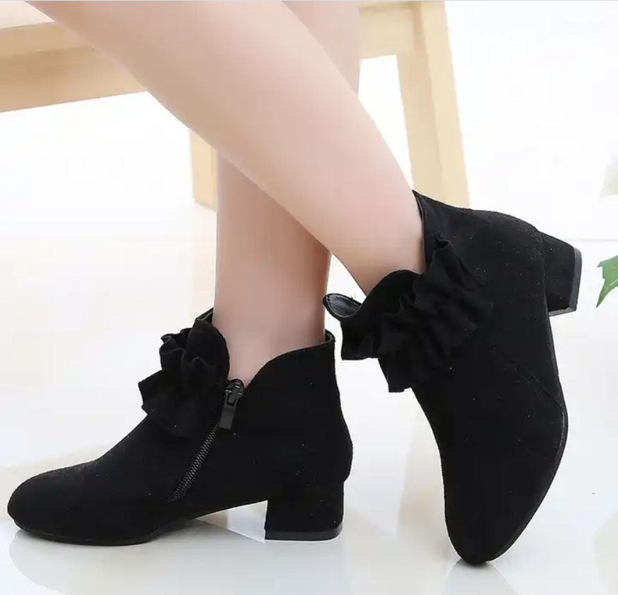 Girls Zipper Suede Boots