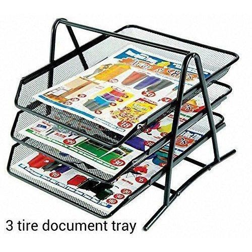 Office 3 Tier Document Tray File Desk Organizer- Mesh Metal