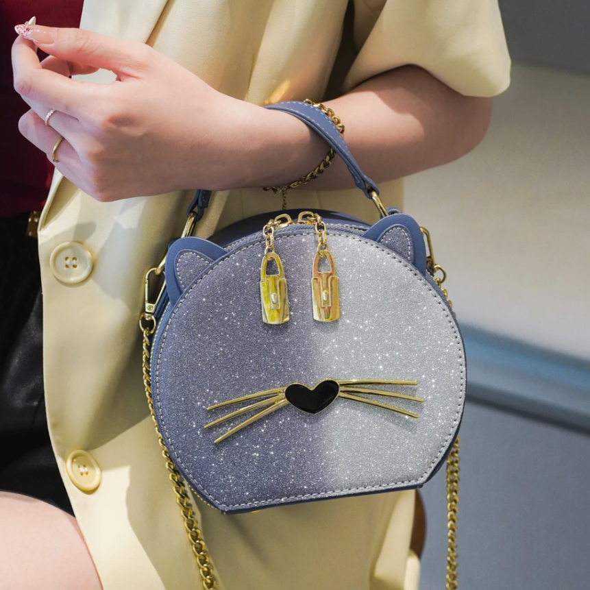 Mini Cute Cat Shape Shoulder Handbag for Girls Fashion Handbag Shoulder Bag