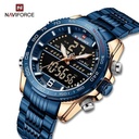 Mens Top Brand Dual Display Watch - Blue Gold