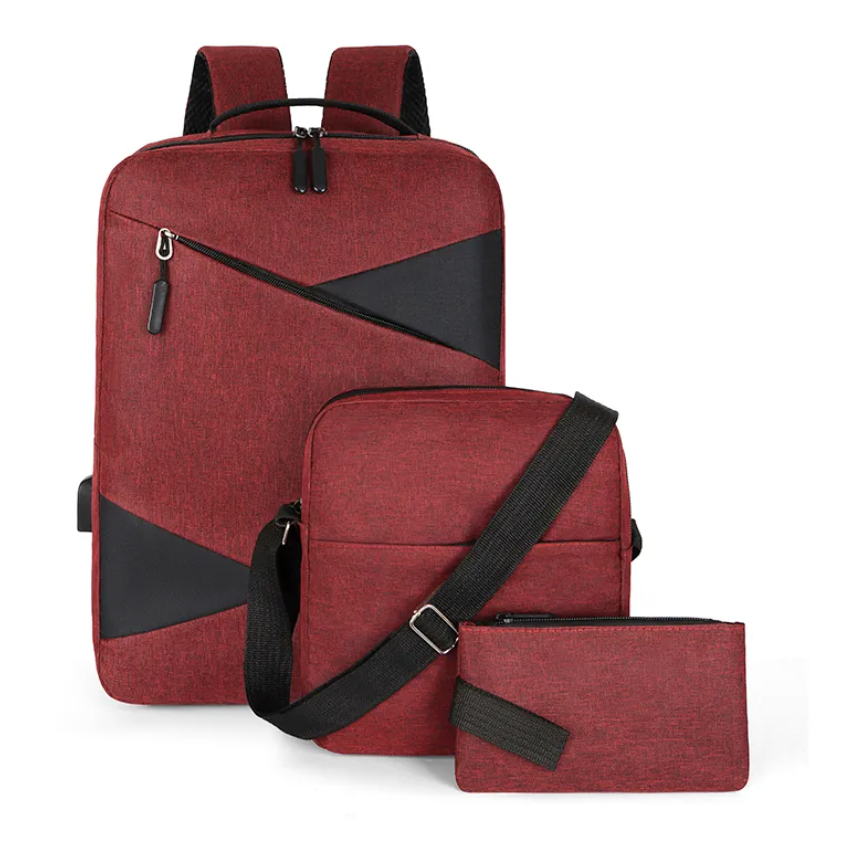 High Capacity Usb Charging Casual 3-piece Set School Bag Travel Bag Notebook Bag Fashion Trend High Quality Backpack