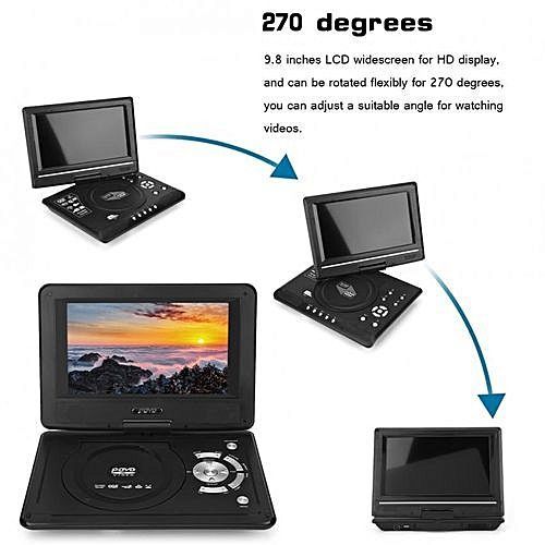 Original Portable DVD With TV player, USB And Game Size 9.8 Inches - Black