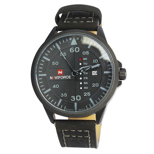 NAVIFORCE Leather Strapped Men's Watch - Black