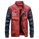 Plus Size Men's Embroidery Baseball Pu Jackets Coats Slim Fit Pilot Leather Jackets