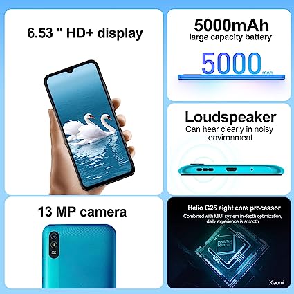 Redmi 9A Smartphone, 6.2", Dual SIM, 32GB, 2GB RAM - Granite Gray