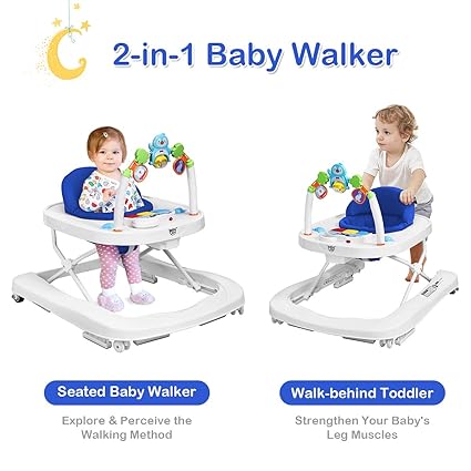 2024 NEW ROBOT Baby walker 2 IN 1 WITH PUSHER CANOPY KL002 - white