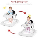 2025 NEW ROBOT Baby walker 2 IN 1 WITH PUSHER CANOPY KL002 - white and black