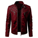 S-5xl Men's Bicycle Leather Jacket Splicing Stand Collar Jacket Men Fashion Leather Jacket