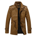 Warm Leather Jacket Fashion Faux Fur Lined Zipper Closure Design Men's Jacket