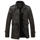 Warm Leather Jacket Fashion Faux Fur Lined Zipper Closure Design Men's Jacket