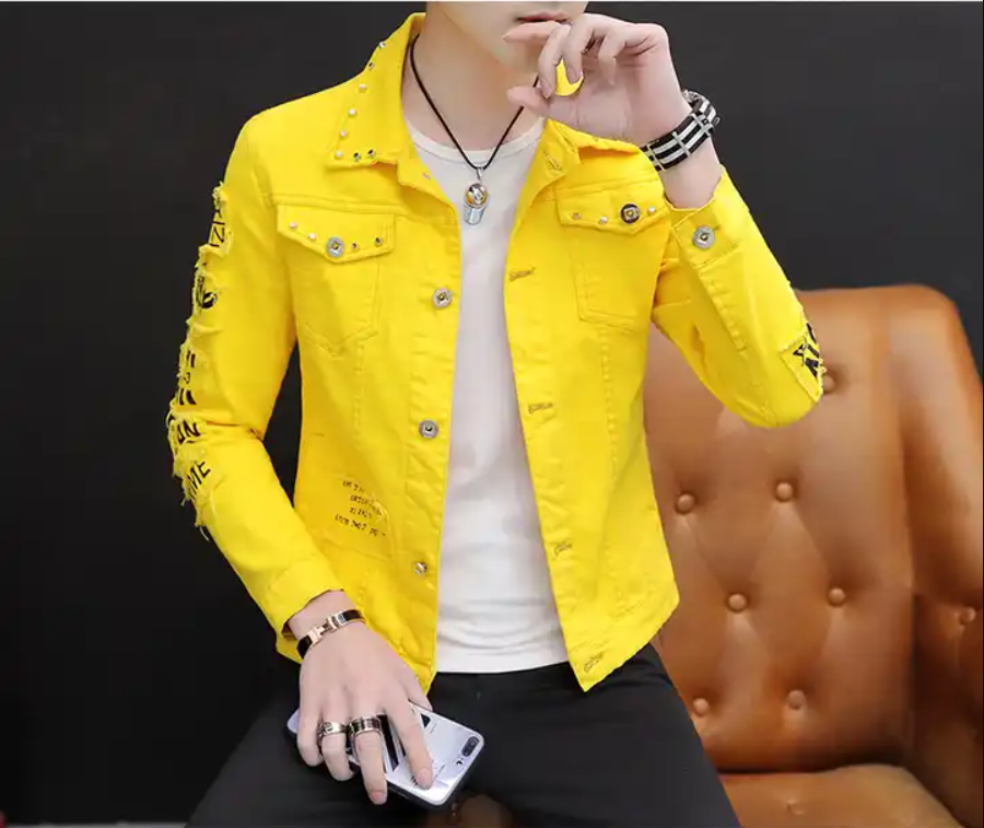 Denim Jacket Men's Korean Style Clothing Rivet Jacket