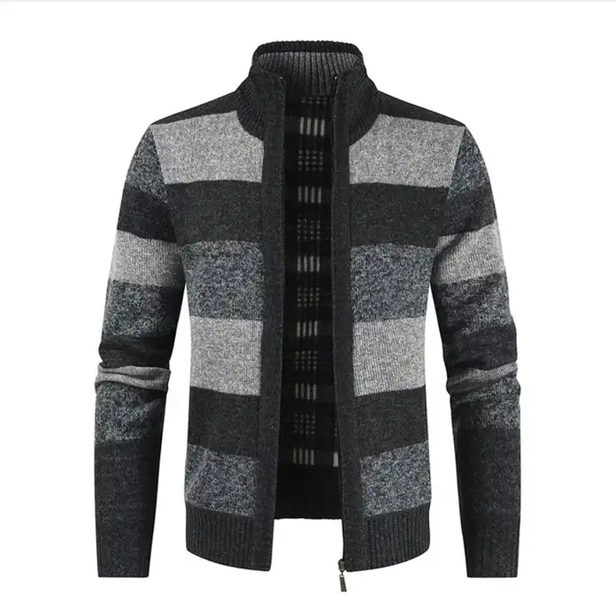 Long Sleeve Warm Knit Sweaters Zip UP Casual Sweater Coat Men Clothes Tops Jacket